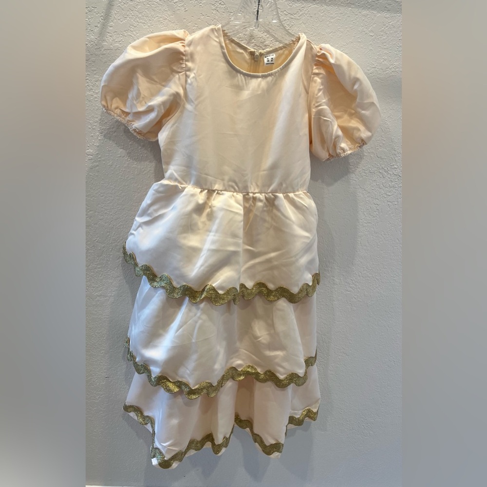SHEIN Cream and Gold Ruffled Kids Dress or Costume